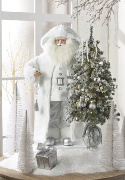 Raz Imports Raz 37" Arctic Winter White Santa with Lighted Tree Christmas Decoration 4415588 Online