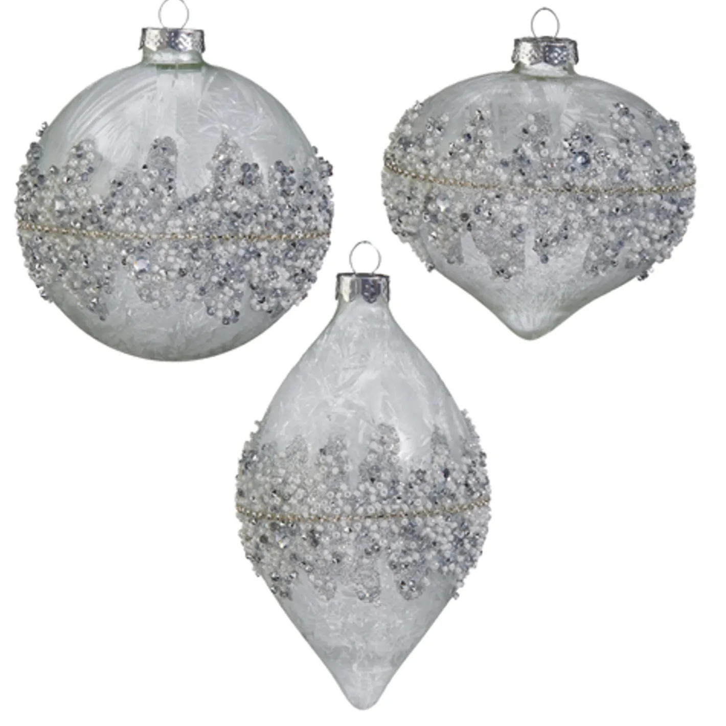 Raz Imports Raz 4" Beaded Silver Glass Christmas Ornament 4422861 Sale