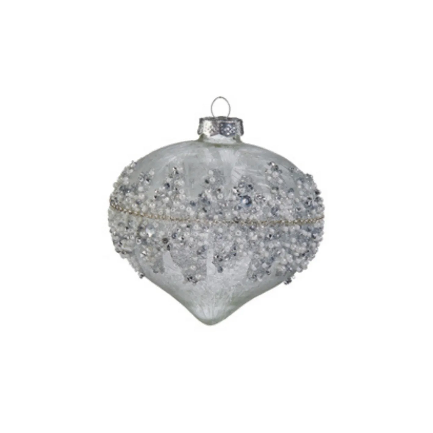 Raz Imports Raz 4" Beaded Silver Glass Christmas Ornament 4422861 Sale