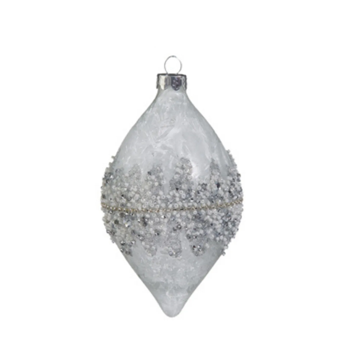 Raz Imports Raz 4" Beaded Silver Glass Christmas Ornament 4422861 Sale