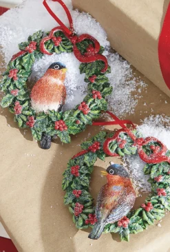 Raz Imports Raz 4.5" Bird in Wreath Christmas Ornament 4107015 Online