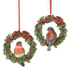 Raz Imports Raz 4.5" Bird in Wreath Christmas Ornament 4107015 Online