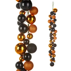 Raz Imports Raz 4' Black and Orange Plastic Ball Halloween Garland G4332727 Clearance