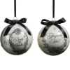 Raz Imports Raz 5" Black and White French Holiday Glass Ball Christmas Ornament Set of 2 4524623 Best