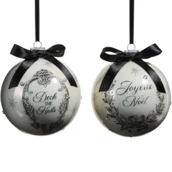 Raz Imports Raz 5" Black and White French Holiday Glass Ball Christmas Ornament Set of 2 4524623 Best