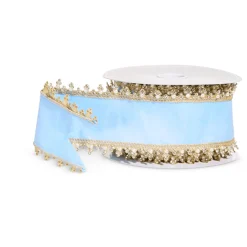 Raz Imports Raz 4" Blue and Gold Jewel Edge Wired Christmas Ribbon R4571877