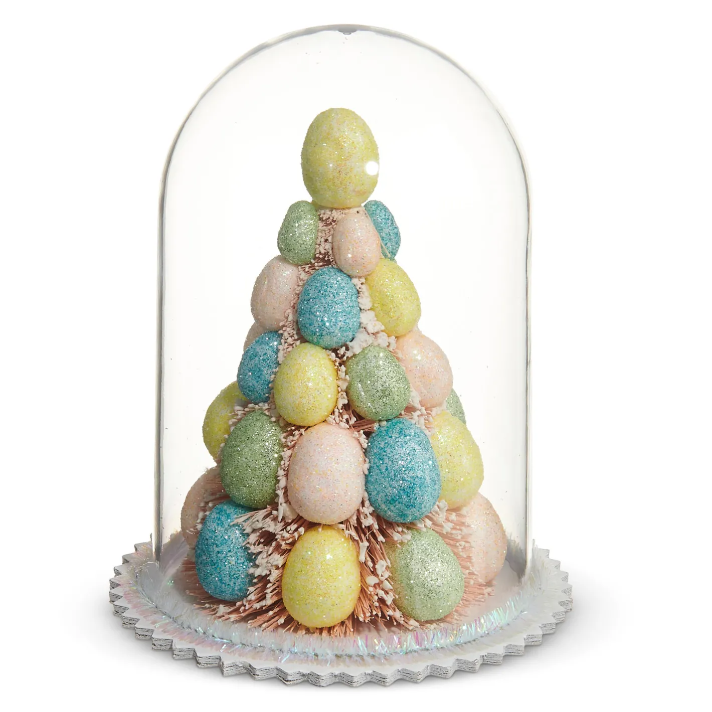 Raz Imports Raz 5.5" Bottle Brush Tree with Egg Ornaments In Cloche Easter Decoration 4415511 Discount