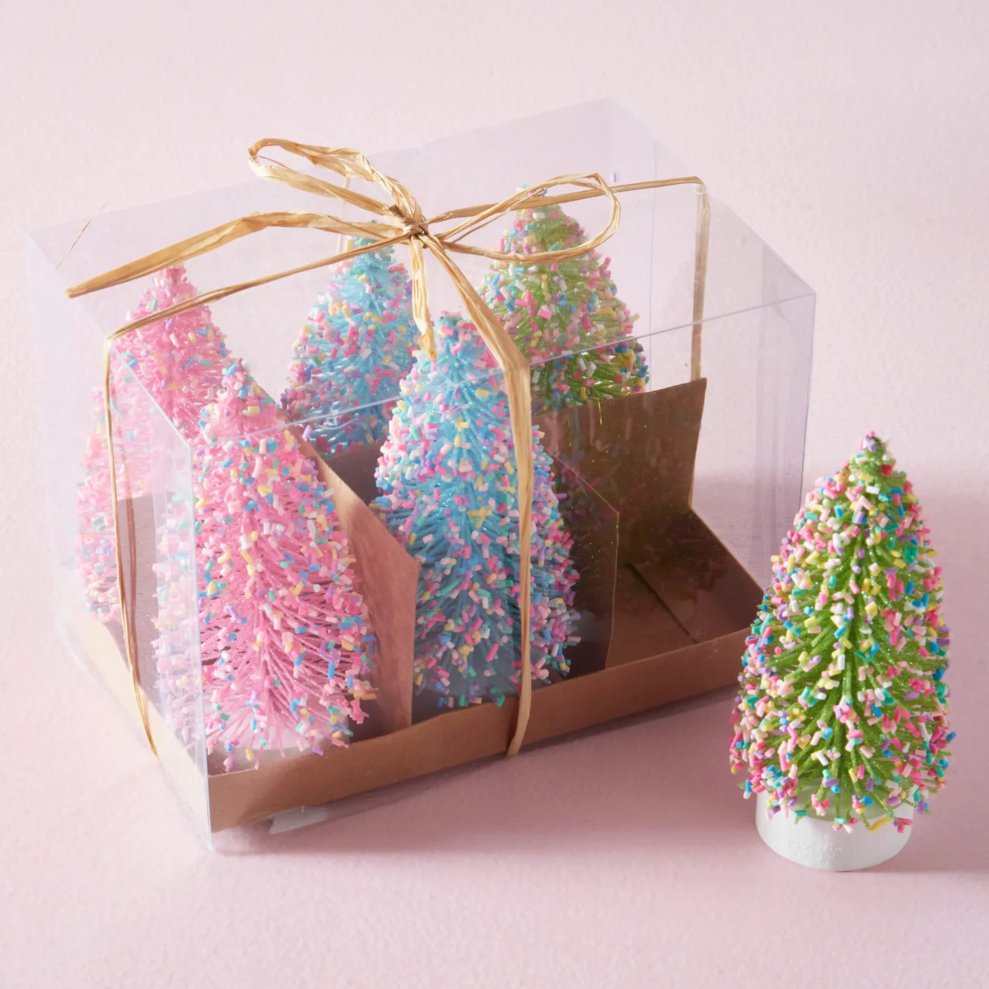 Raz Imports Raz 5.5" Box of 6 Bottle Brush Trees with Sprinkles Christmas Decoration 4506677 Clearance