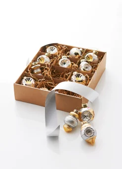 Raz Imports Raz 2" Box of 12 Champagne and Silver Vintage Christmas Ornament Set 4320927 Hot