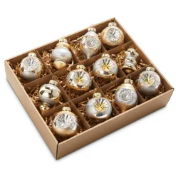 Raz Imports Raz 2" Box of 12 Champagne and Silver Vintage Christmas Ornament Set 4320927 Hot
