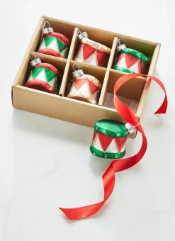 Raz Imports Raz 2" Box of 6 Drum Glass Christmas Ornament 4322835