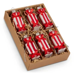 Raz Imports Raz 3.5" Box of 6 Peppermint Candy Glass Christmas Ornaments 4520938 Sale