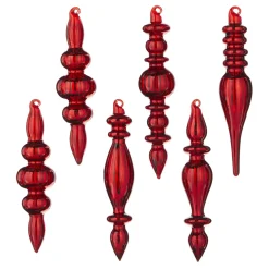 Raz Imports Raz 6.5" Box of Red Finial Glass Christmas Ornaments 4122819