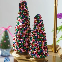 Raz Imports Raz 13" Bright Bead Trees Christmas Decoration Set of 2 4510110 Discount