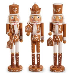 Raz Imports Raz 15.5" Brown and White Wooden Gingerbread Nutcracker Christmas Decoration 4422824 Online
