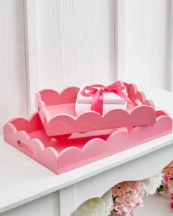 Raz Imports Raz 18.5" Bubblegum Pink Scalloped Easter Trays Set of 2 4559001 Clearance