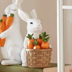 Raz Imports Raz 7.5" Bunny with Basket of Carrots Easter Figure 4411083 Outlet