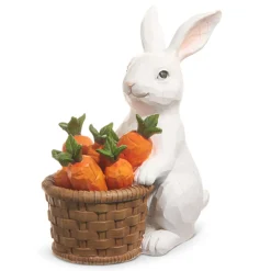 Raz Imports Raz 7.5" Bunny with Basket of Carrots Easter Figure 4411083 Outlet