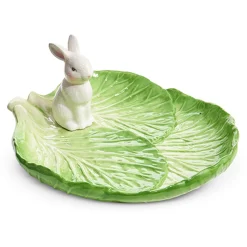 Raz Imports Raz 8" Cabbage Leaf with Bunny Easter Tray 4410198