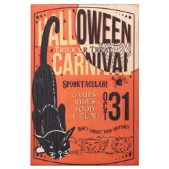 Raz Imports Raz 18" Carnival Cat Wood Halloween Sign 4428108 Clearance