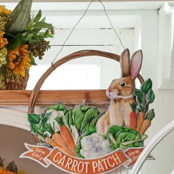 Raz Imports Raz 14.25" Carrot Patch Bunny Wreath with Metal Easter Sign 4411202