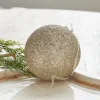 Raz Imports Raz 6" Champagne Glitter Ball Glass Christmas Ornament 4322917 Outlet
