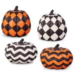 Raz Imports Raz 7.5" Checkered or Chevron Orange or Black and White Pumpkin Halloween Decoration