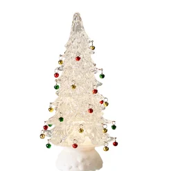 Raz Imports Raz 12" Clear or Green Lighted Shimmering Water Globe Tree with Jingle Bells Clearance