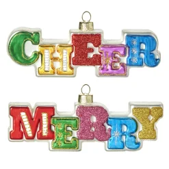 Raz Imports Raz 5.5" Colorful Cheer or Merry Glass Christmas Ornament 4152856 Online