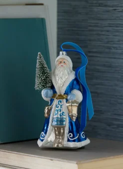 Raz Imports Raz 7" Delft Santa with Tree Ornament 4352894 Sale