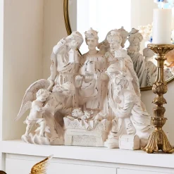 Raz Imports Raz 27.75" Distressed White Large Christmas Nativity Scene with Wood Look 4211152 Hot