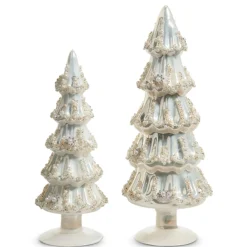 Raz Imports Raz 12" Embellished Pearlized Trees Glass Christmas Decoration 4523006 Clearance