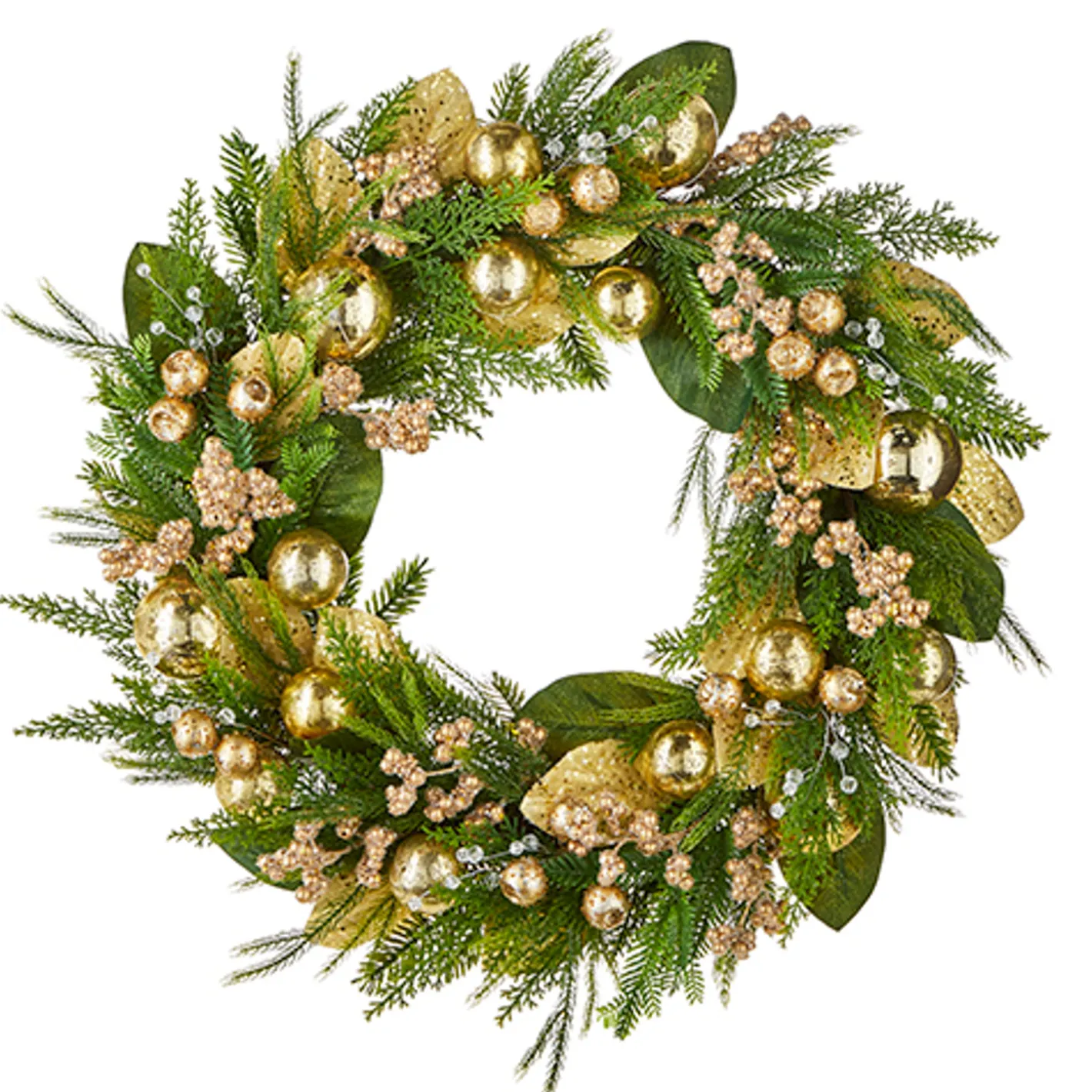 Raz Imports Raz 28" Evergreen and Gold Christmas Wreath W4202352