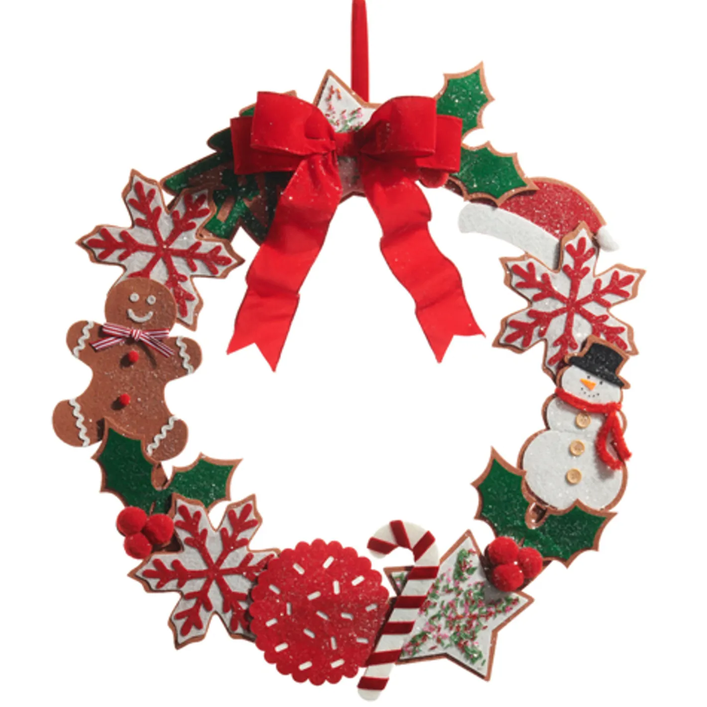 Raz Imports Raz 24" Felt Gingerbread Christmas Wreath W4516266 New