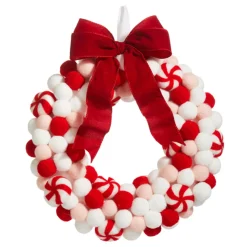 Raz Imports Raz 13" Felt Peppermint Pink Christmas Wreath W4316416 Clearance