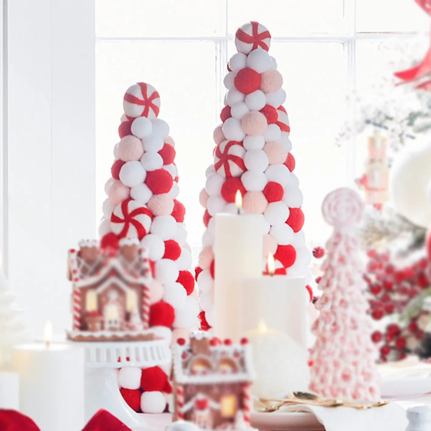 Raz Imports Raz 17.75" Felt Pink Peppermint Christmas Tree Figures 4316147 Sale