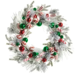 Raz Imports Raz 24" Frosted Pine and Peppermint Christmas Wreath W4506698 Discount