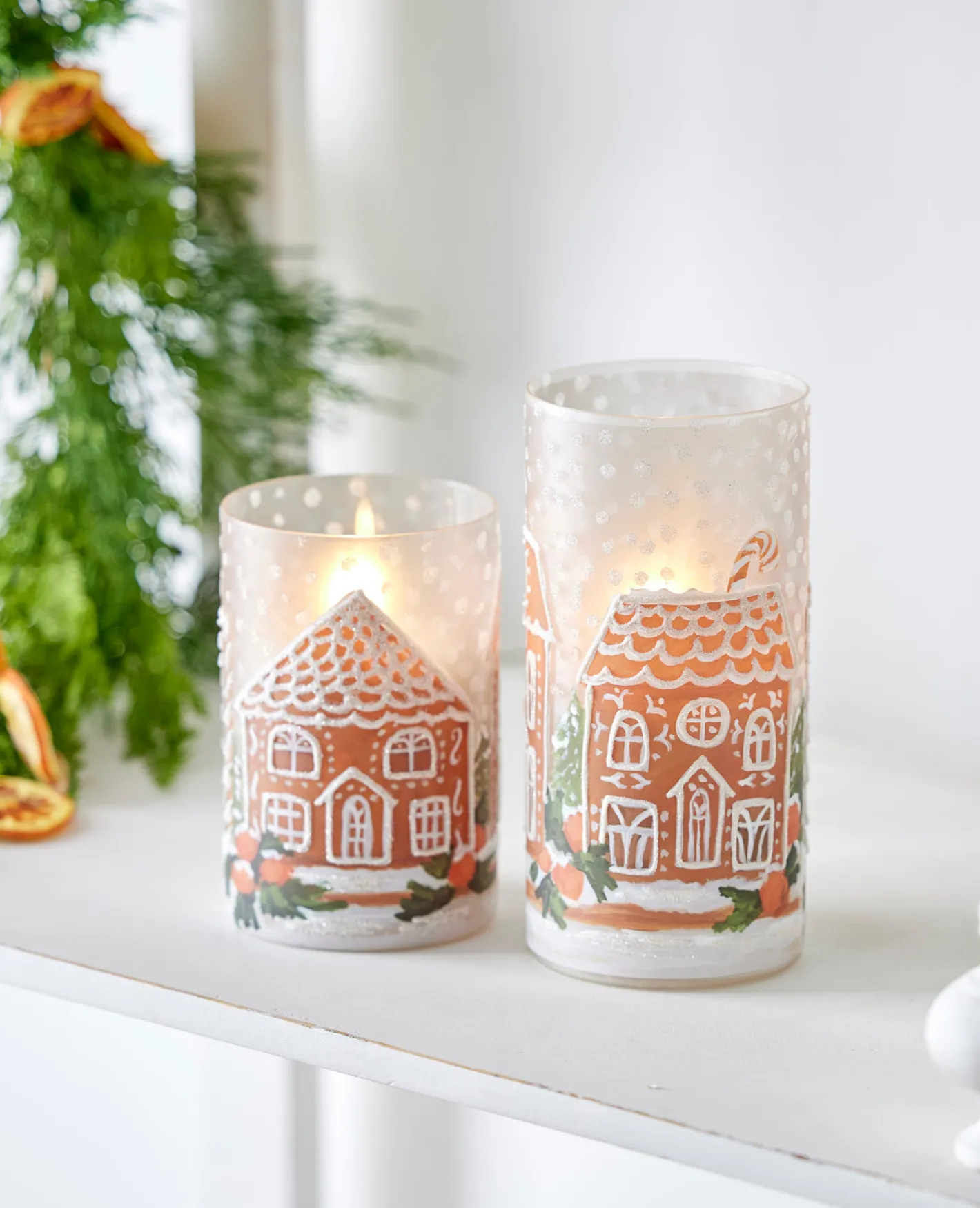 Raz Imports Raz 8" Gingerbread House Glass Christmas Containers or Candle Holders 4424539 Clearance