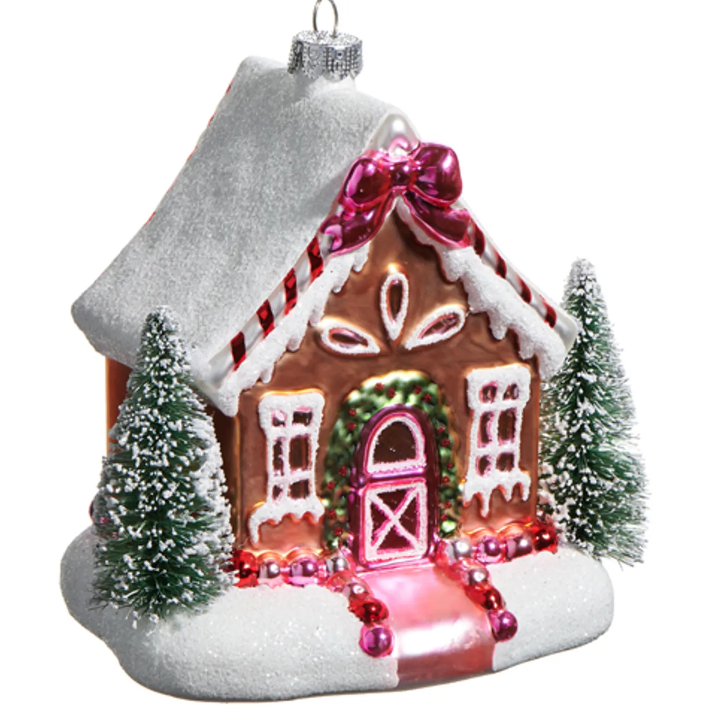 Raz Imports Raz 5" Gingerbread House Glass Christmas Ornament 4553167 Hot