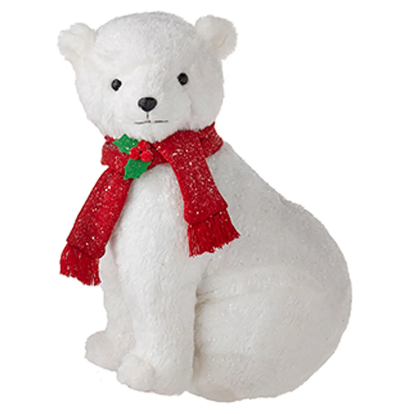 Raz Imports Raz 14.75" Glittered Plush Polar Bear with Scarf Christmas Figure 4216246 Outlet