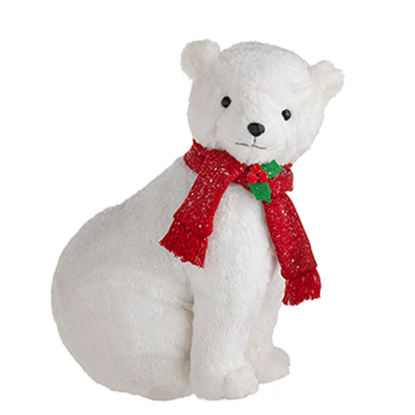 Raz Imports Raz 14.75" Glittered Plush Polar Bear with Scarf Christmas Figure 4216246 Outlet