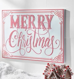 Raz Imports Raz 28" Glittered Red and White Merry Christmas Metal Wall Sign 4457262 Outlet