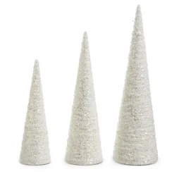 Raz Imports Raz 23.75" Glittered White Cone Christmas Tree Set of 3 4415545 New