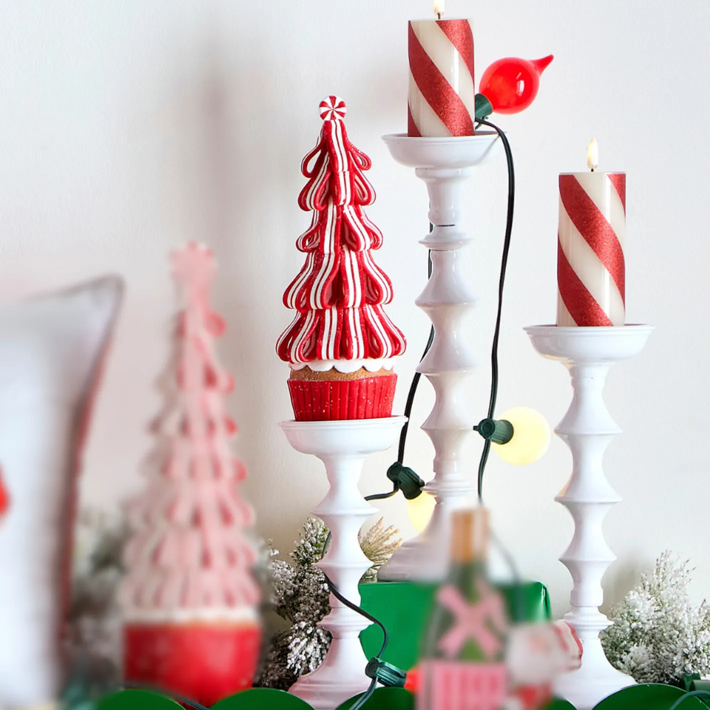 Raz Imports Raz 14" Glossy White Candle Holders Christmas Decoration 4559105 Discount