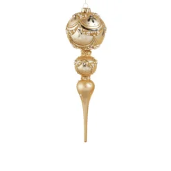 Raz Imports Raz 11" Gold and Pearl Trimmed Finial Glass Christmas Ornament 4522867 Sale