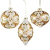 Raz Imports Raz 5.5" Gold and White Floral Embellished Glass Christmas Ornament 4523002 Sale