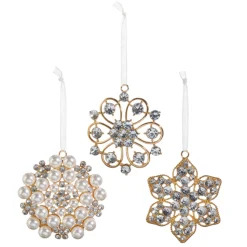 Raz Imports Raz 3.5" Gold Jeweled Vintage Brooch Christmas Ornament Set of 3 4413513 Best