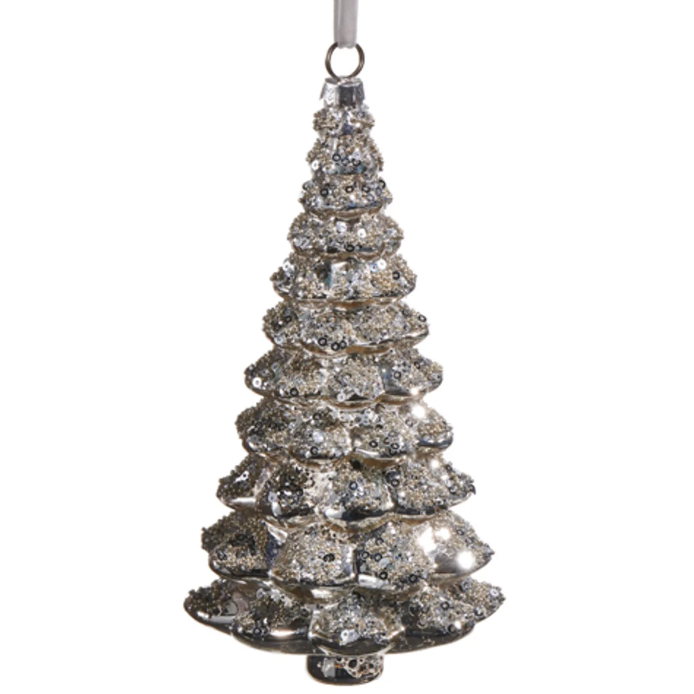 Raz Imports Raz 7" Gold or Silver Sequin Glitter Tree Glass Christmas Ornament Clearance