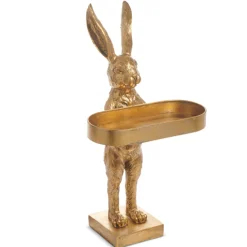 Raz Imports Raz 18.25" Gold Rabbit with Tray Easter Decoration 4511309