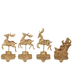 Raz Imports Raz 10.5" Gold Santa and Reindeer Stocking Holders 4511661 Best